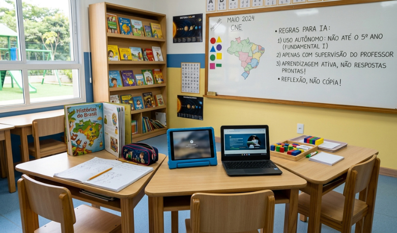 IA nas escolas: CNE proíbe uso autônomo por alunos até o 5º ano e muda regras para inteligência artificial no Brasil